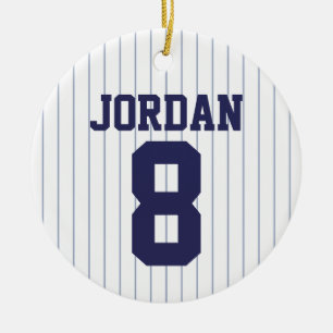 Baseball Jersey med eget namn och nummer Julgransprydnad Keramik