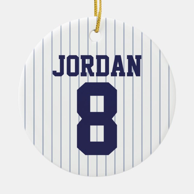 Baseball Jersey med eget namn och nummer Julgransprydnad Keramik (Framsidan)