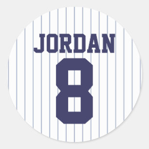 Baseball Jersey med eget namn och nummer Runt Klistermärke