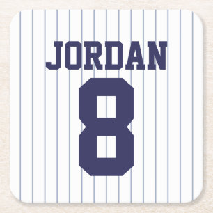 Baseball Jersey med eget namn och nummer Underlägg Papper Kvadrat