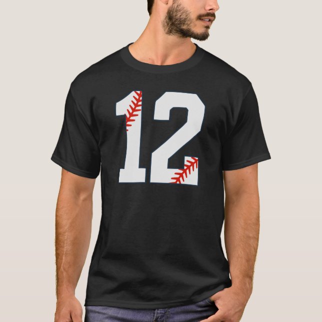 Baseball Jersey Number 12 T Shirt (Framsida)