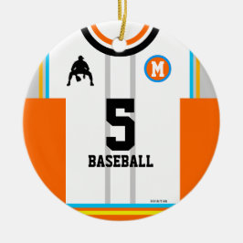 Baseball Jersey Orange Blue Grått Ornament