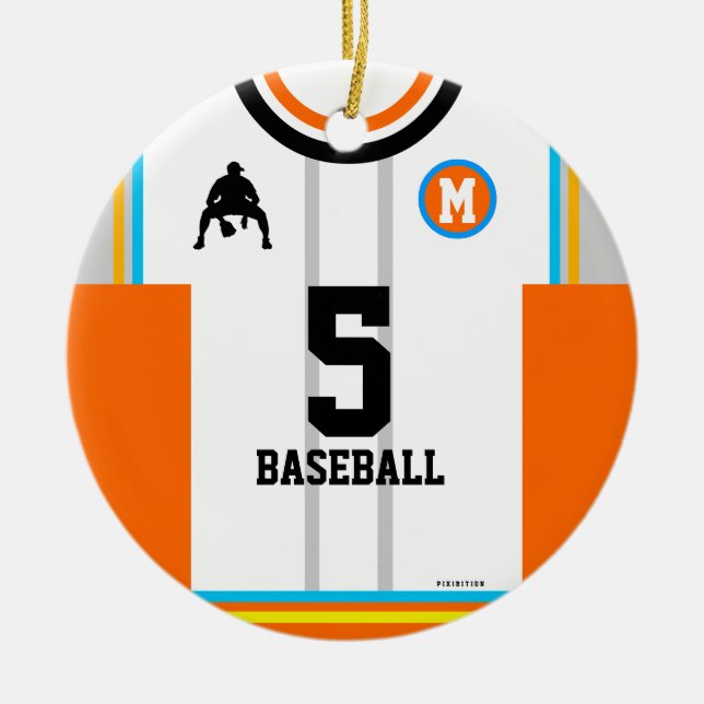 Baseball Jersey Orange Blue Grått Ornament (Framsidan)