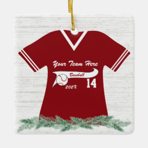 Baseball Jersey Red and White med Photo Julgransprydnad Keramik
