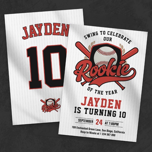 Baseball Jersey Rookie från årets Födelsedagsfest Inbjudningar (Skapare uppladdad)