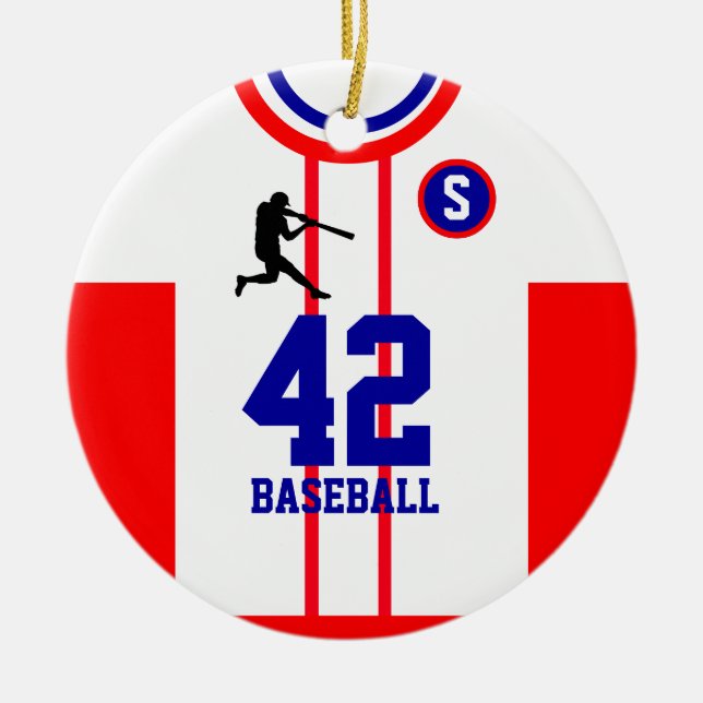Baseball Jersey White Red Ornament (Framsidan)