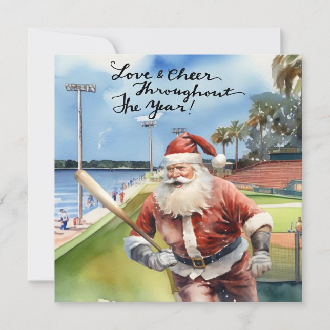 Baseball jul med Jultomten Julkort (Framsida)