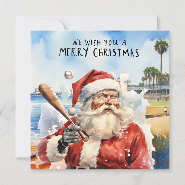 Baseball jul med Jultomten Julkort (Framsida)