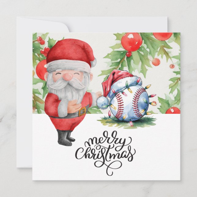 Baseball jul med Jultomten Julkort (Framsida)
