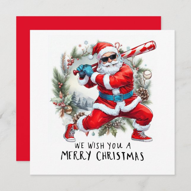 Baseball jul med Jultomten Julkort (Fram/baksida)