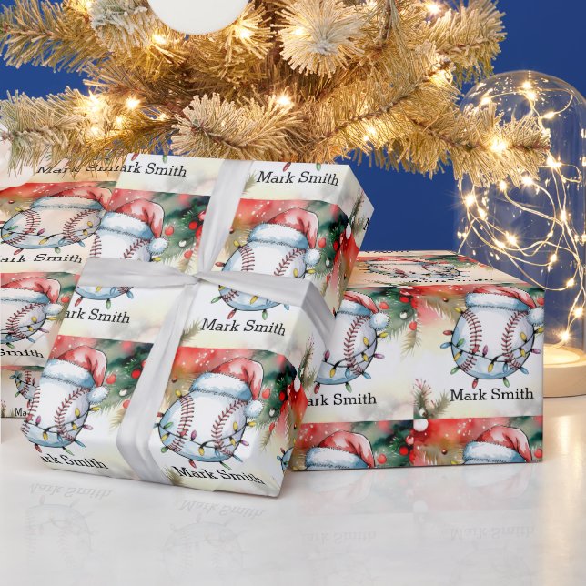 Baseball jul med Santa Hat Presentpapper (Helgdagar)