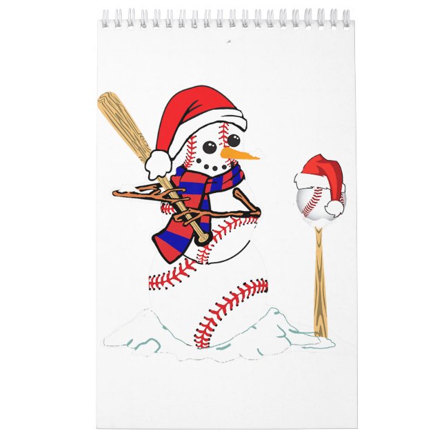 Baseball jul Snögubbe spelar baskiska Kalender (Omslag)