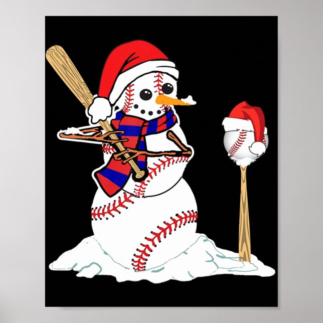 Baseball jul Snögubbe spelar baskiska Poster (Framsidan)