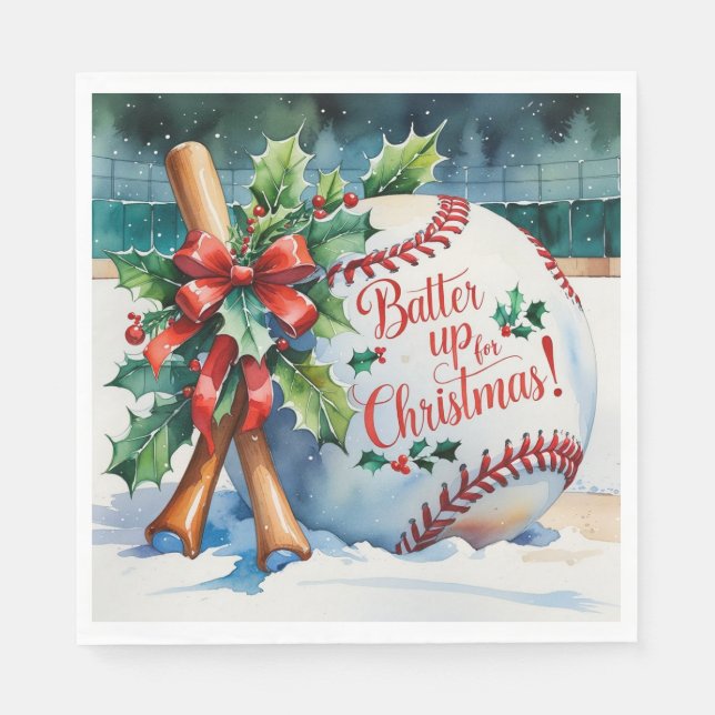 Baseball-julen "Batter upp till jul!" Pappersservett (Framsidan)