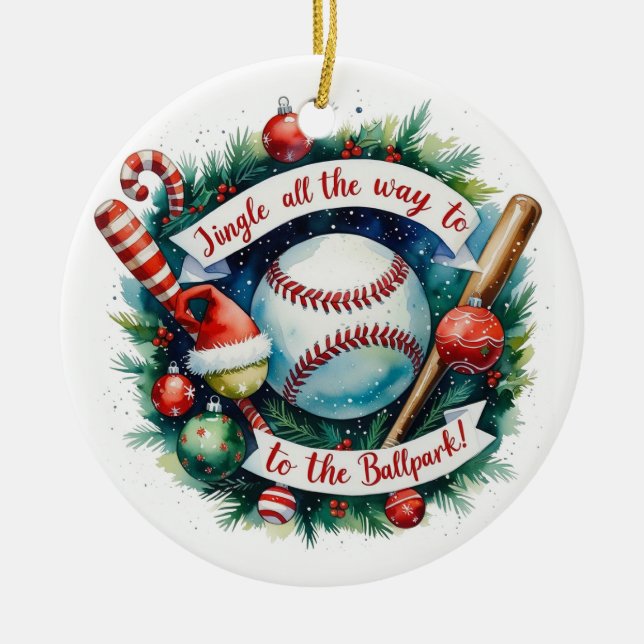 Baseball Julfesar Julgransprydnad Keramik (Framsidan)