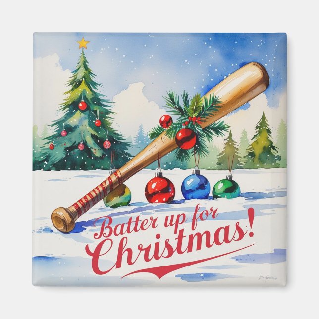 Baseball Julmagnet - Festive Sports Decor Magnet (Framsidan)