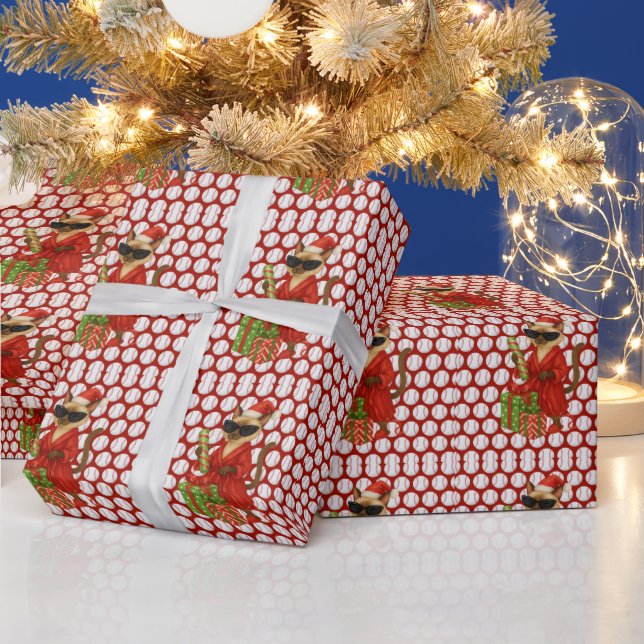 Baseball-jultema för Cat Lovers Presentpapper (Helgdagar)