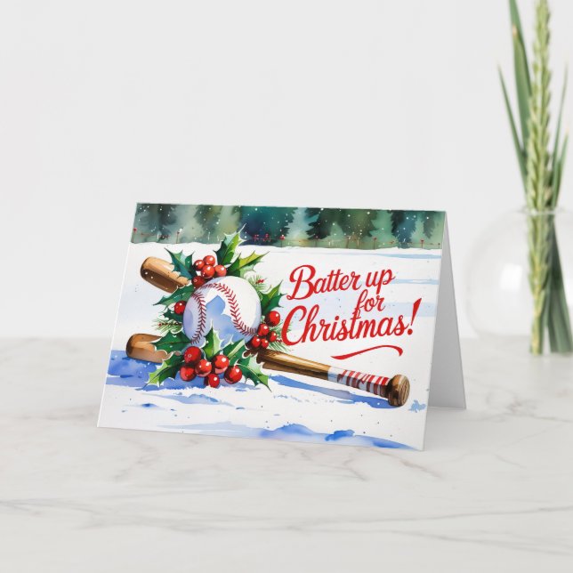 Baseball-jultemat Batter upp till jul! Helgkort (Framsida)