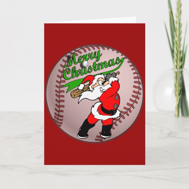 Baseball jultomte 2-hälsningskort helgkort (Framsida)