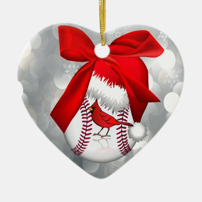 Baseball Kardinal Santa Hat Ornament (Framsidan)