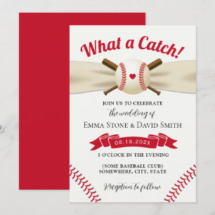 Baseball Kärlek Elegant Sports Bröllop Red Inbjudningar