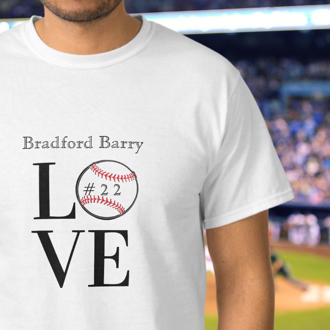 Baseball KÄRLEK: Personlig lägg till namn och numm T Shirt (Skapare uppladdad)
