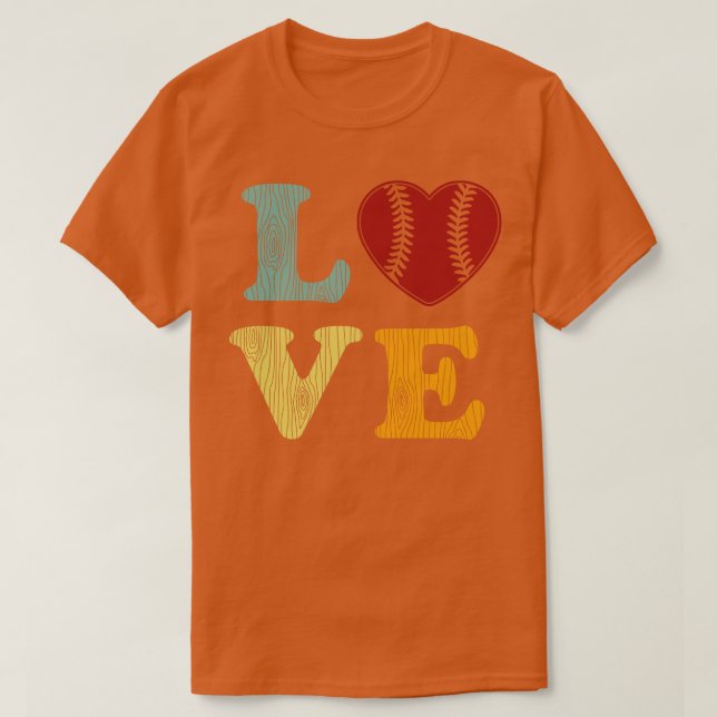 Baseball Kärlek Retro Text Baseball Älskare Gift T Shirt (Design framsida)