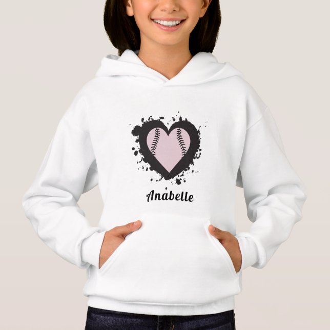 Baseball Kärlek Romantic Heart Cute Girly Sport Na T Shirt (Framsida)