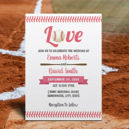 Baseball Kärlek Sports Theme Bröllop Inbjudningar