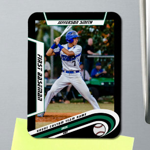 Baseball Keepsakes Anpassningsbar Living Grönt Bla Magnet
