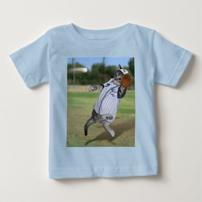 Baseball Kitten Wildcat T Shirt (Framsida)