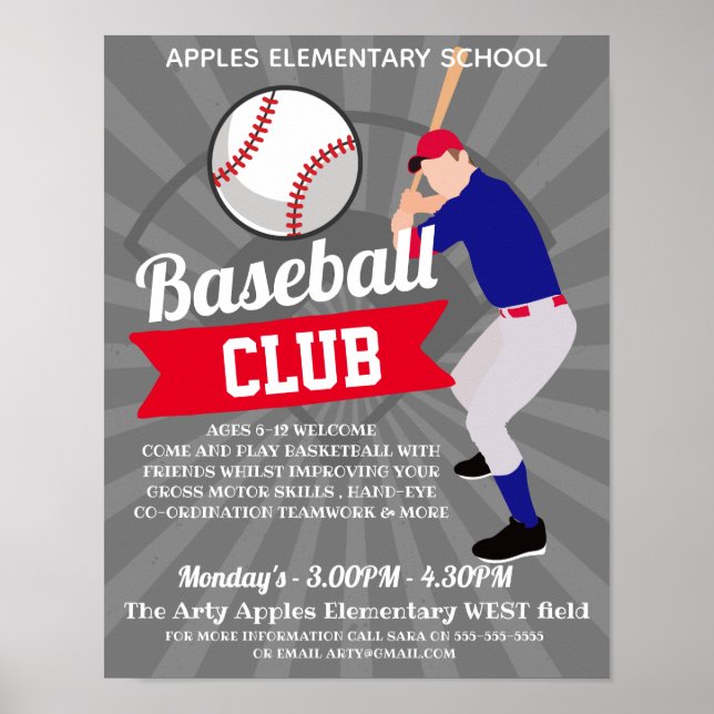 baseball Klubb-turnering i skolsport Poster (Framsidan)