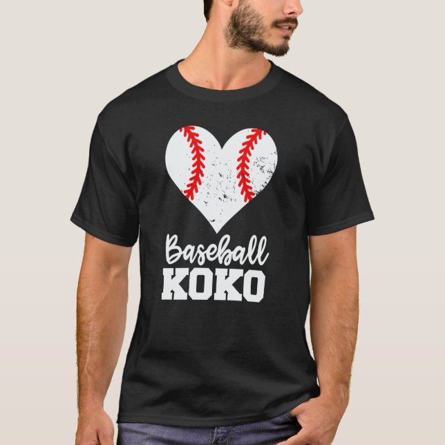 Baseball Koko Baseball Heart Grandma Koko T Shirt (Framsida)