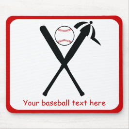 Baseball korsade fladdermöss och lock, svart, röd  musmatta