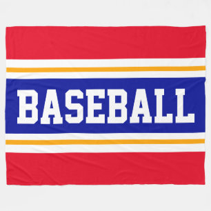 BASEBALL Kul röd vit orange kunglig blå ränder Fleecefilt
