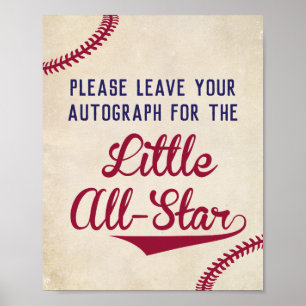 Baseball Lämnar din autograf för lilla stjärna Poster