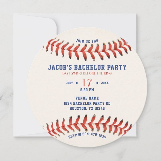 Baseball Last Swing Before the Ring Bachelor Party Inbjudningar (Framsida)