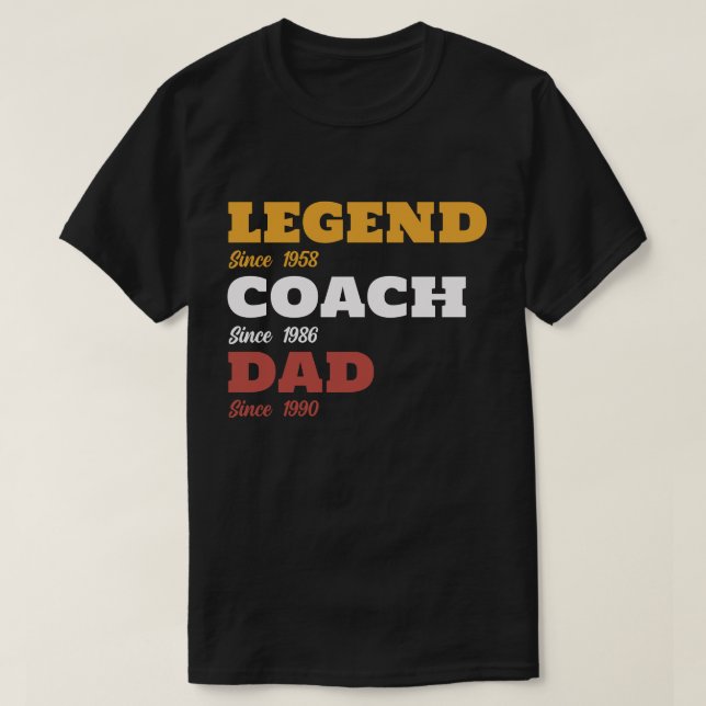 Baseball Legend Coach Pappa - Anpassningsbar Data T Shirt (Design framsida)