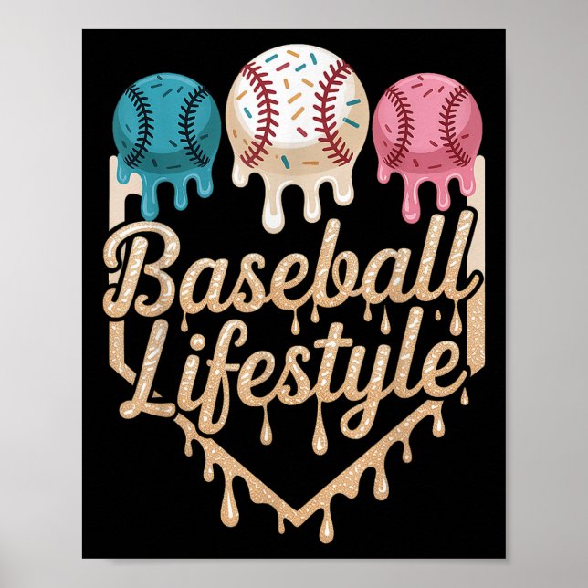 Baseball Lifestyle 101 Apparel Youth Baseball Drip Poster (Framsidan)