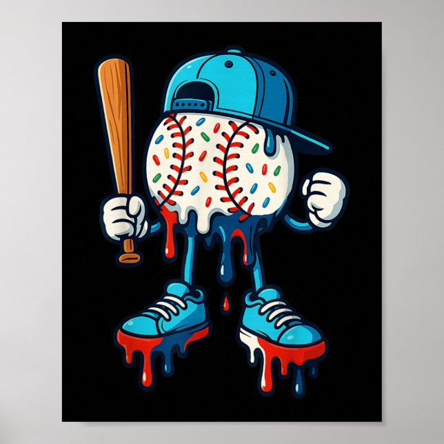 Baseball Lifestyle 101 Apparel Youth Baseball Drip Poster (Framsidan)