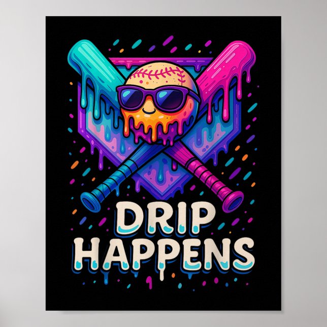 Baseball Lifestyle 101 Apparel Youth Baseball Drip Poster (Framsidan)