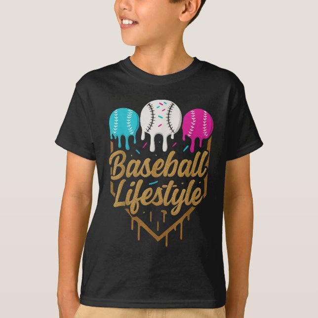 Baseball Lifestyle 101 Apparel Youth Baseball Drip T Shirt (Framsida)