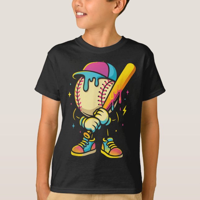 Baseball Lifestyle 101 Apparel Youth Baseball Drip T Shirt (Framsida)