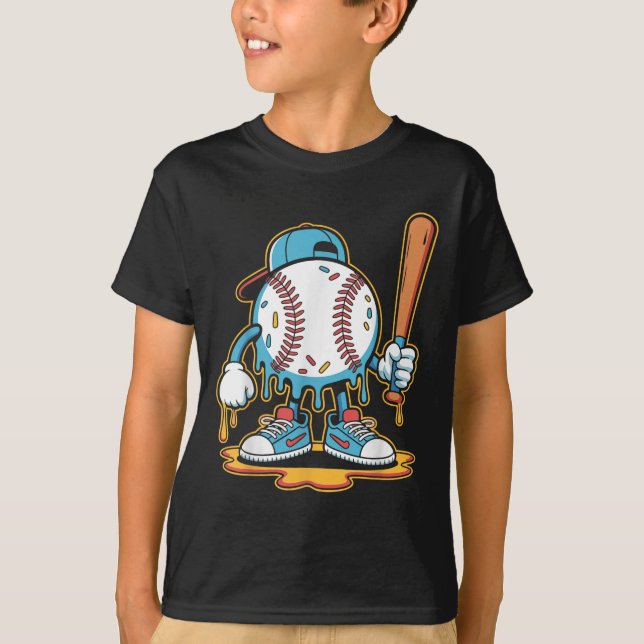 Baseball Lifestyle 101 Ungdomsbasket Drip Ice T Shirt (Framsida)