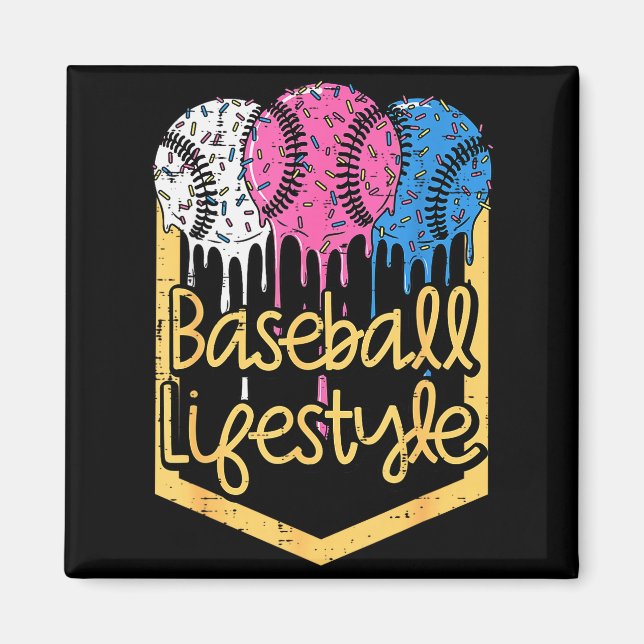 Baseball Lifestyle Ball Sprinkles Drip Boys Kids M Magnet (Framsidan)