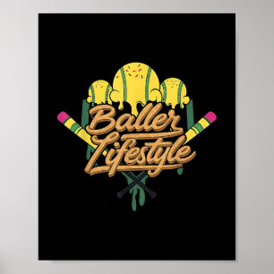 Baseball Lifestyle Home Plate Ice Cream Drip Manar Poster