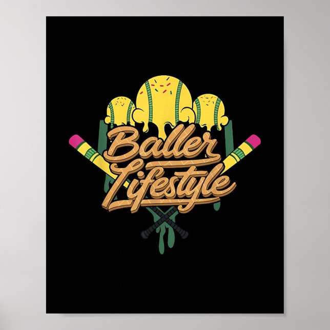 Baseball Lifestyle Home Plate Ice Cream Drip Manar Poster (Framsidan)