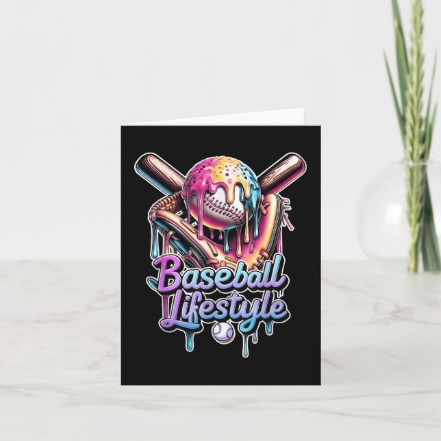 Baseball Lifestyle Ice Cream Driam Manar Boys Kids Kort (Framsida)