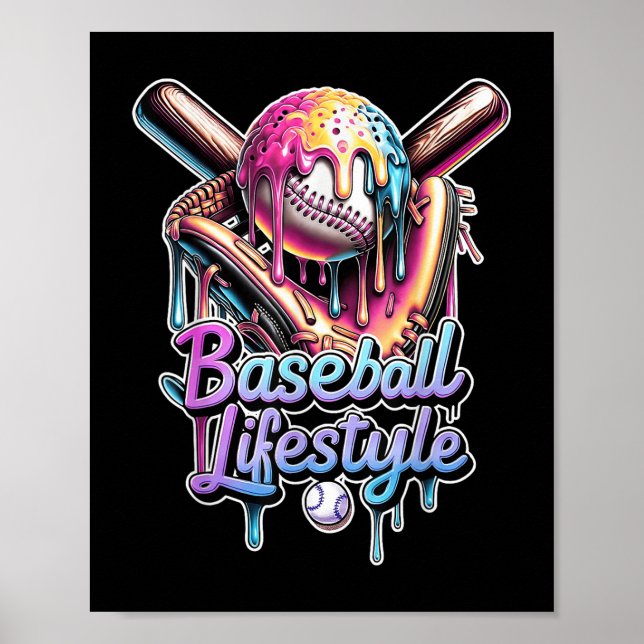 Baseball Lifestyle Ice Cream Driam Manar Boys Kids Poster (Framsidan)