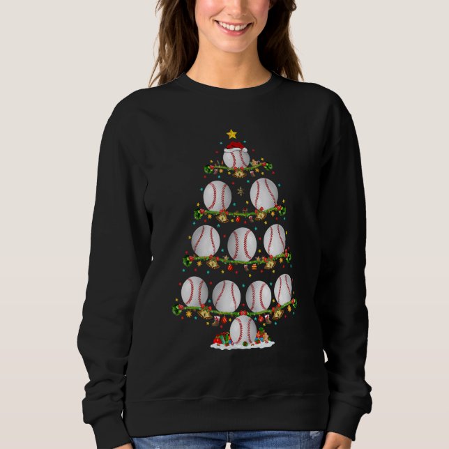 Baseball   Lights Xmas Santa Baseball Christmas Tr T Shirt (Framsida)